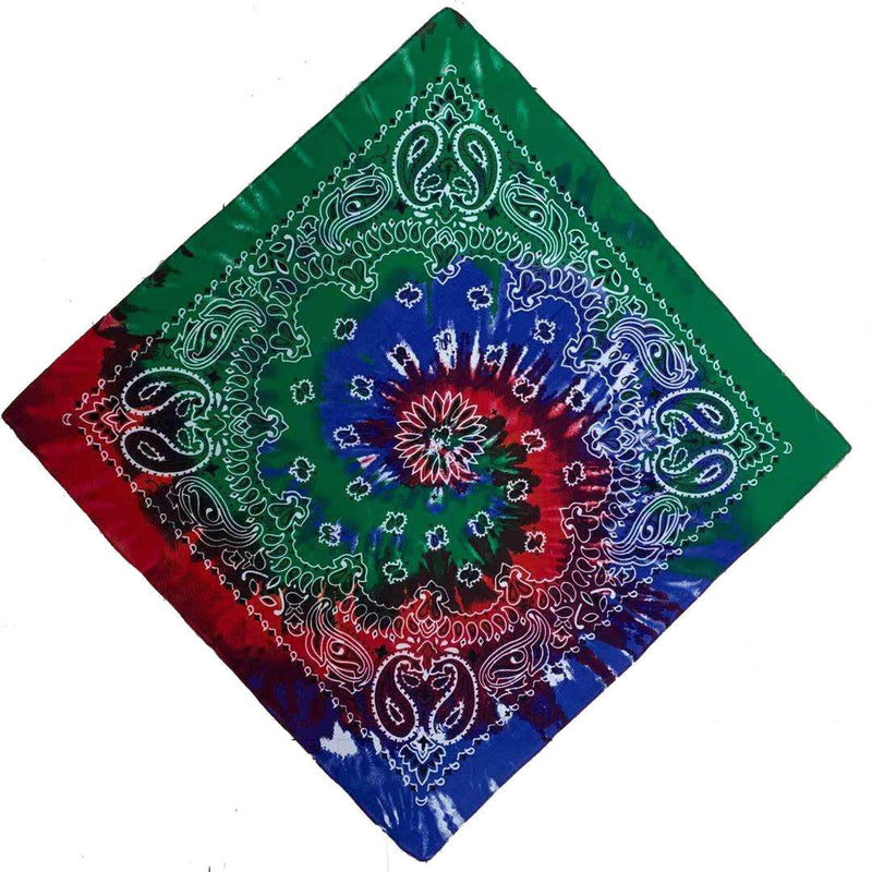 Tie-Dye Psychedelic Square Scarf (12 Pieces) Hippie Party Game Role-Playing Bandana-side picture