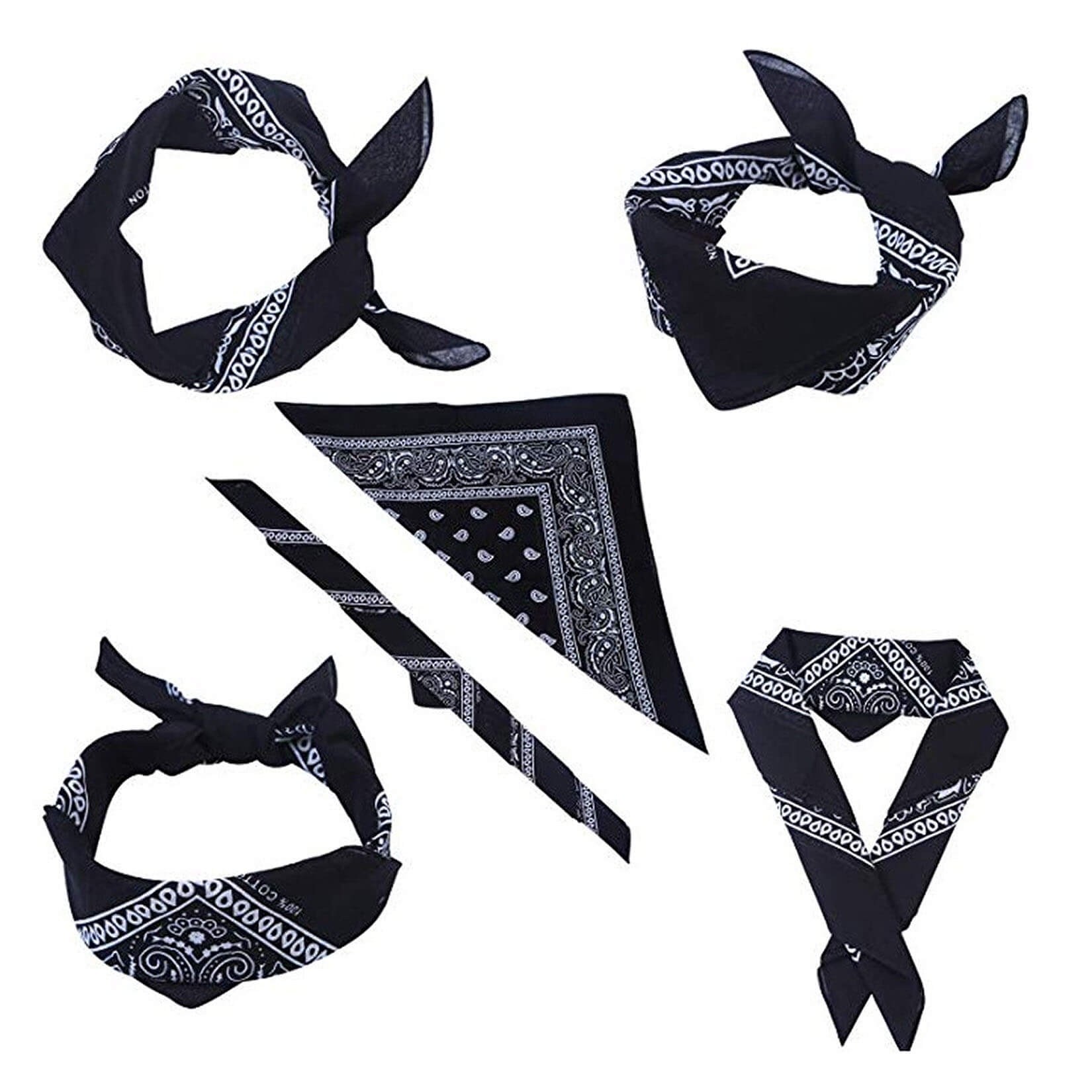 12 Pcs Novelty Cowboy Bandana Hip-Hop Headband Scarf Head Wrap Wristband