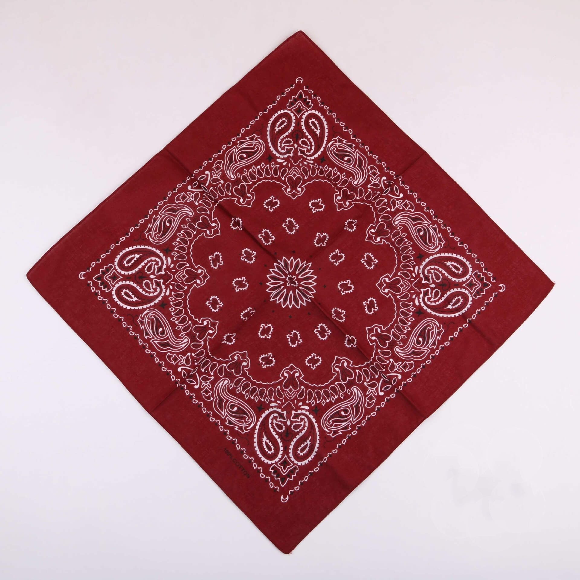Dark Red-Classic Western Cotton Paisley bandana-Side Picture