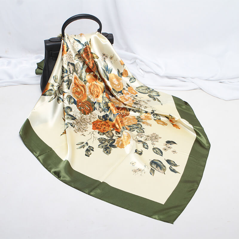 35” Large Satin Square Head Scarf-Detail Picture