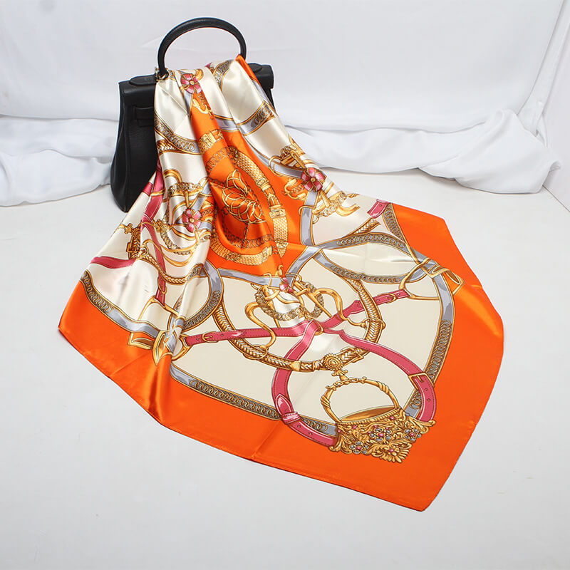 35” Large Satin Square Head Scarf-Detail Picture