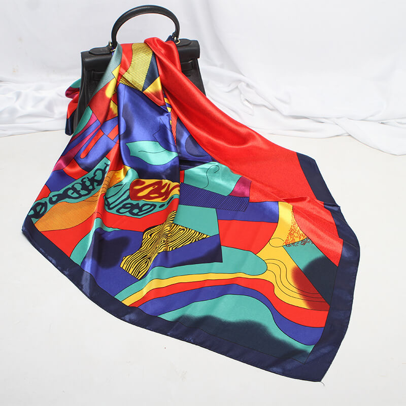 35” Large Satin Square Head Scarf-Detail Picture