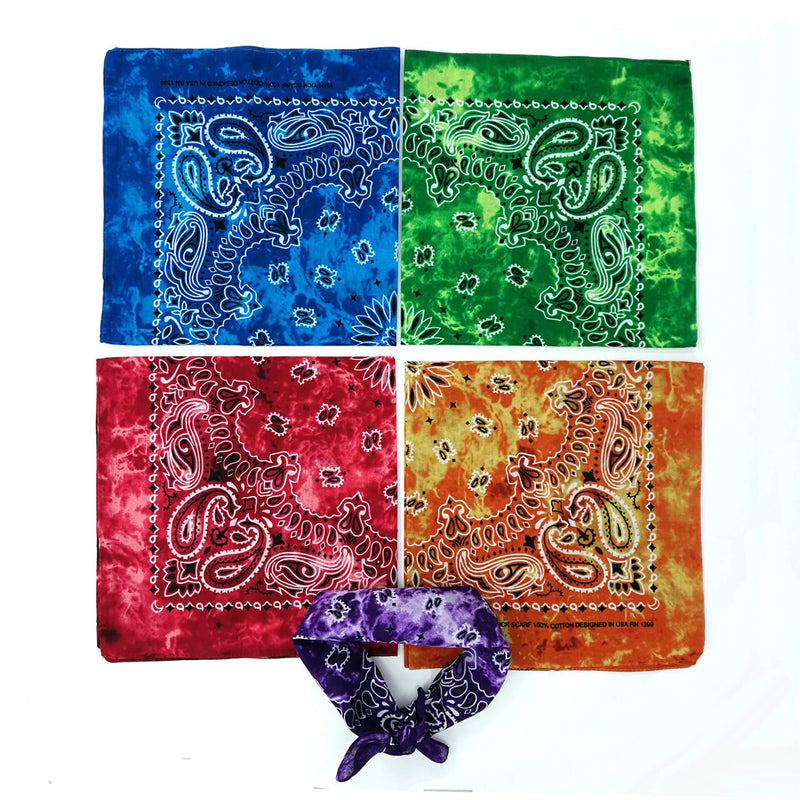Tie Dye Cotton Paisley Bandana Cowboy Handkerchief-Side Picture