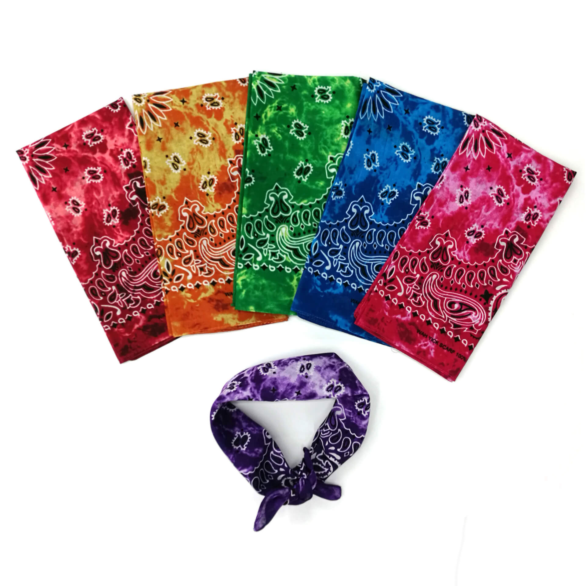 Tie Dye Cotton Paisley Bandana Cowboy Handkerchief-Side Picture