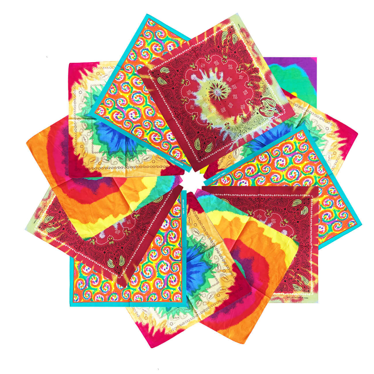 Tie Dye Cotton Colorful Paisley Cotton Bandanas-Main picture