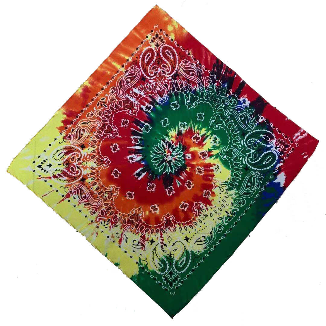 Tie-Dye Psychedelic Square Scarf (12 Pieces) Hippie Party Game Role-Playing Bandana-side picture