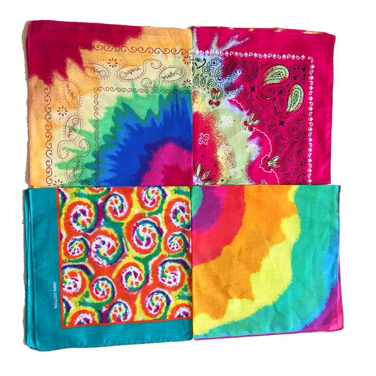Tie Dye Cotton Colorful Paisley Cotton Bandanas-Side picture