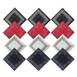 12 Pcs Novelty Cowboy Bandana Hip-Hop Headband Scarf Head Wrap Wristband