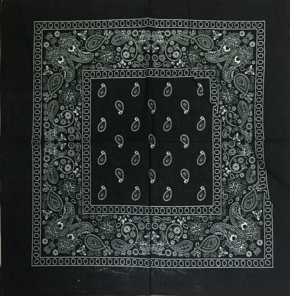 One Dozen/12pcs Bandanas 22X22 Inch 100% Cotton Novelty Double Sided Cowboy Bandana Party Favor Scarf Headband Handkerchiefs-Black