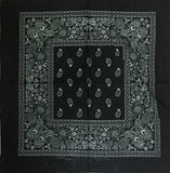 One Dozen/12pcs Bandanas 22X22 Inch 100% Cotton Novelty Double Sided Cowboy Bandana Party Favor Scarf Headband Handkerchiefs-Black