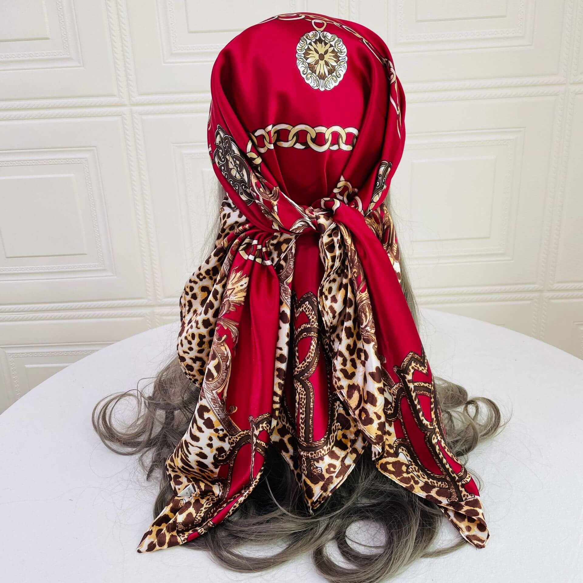 35” Large Satin Square Head Scarf-Detail Picture