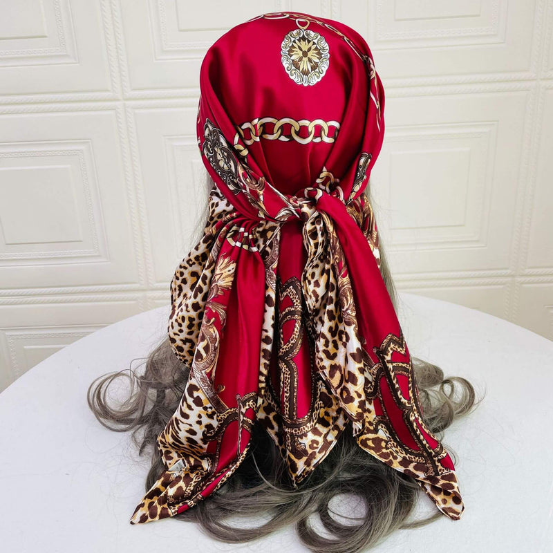 35” Large Satin Square Head Scarf-Detail Picture