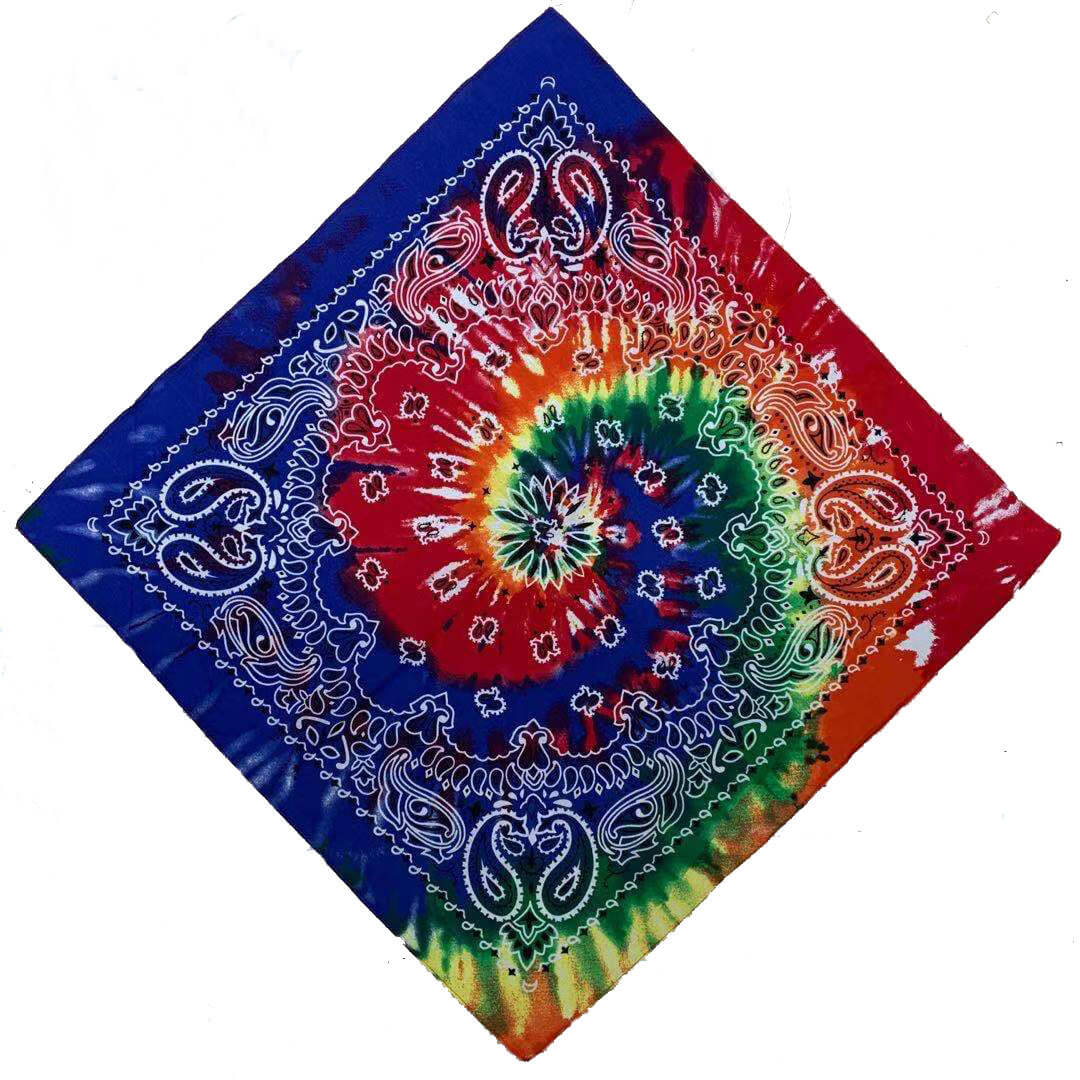 Tie-Dye Psychedelic Square Scarf (12 Pieces) Hippie Party Game Role-Playing Bandana-side picture
