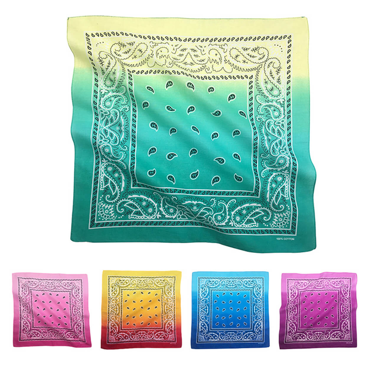Gradient Paisley Cotton Novelty Cowboy Head Wrap Handkerchief-Main Picture