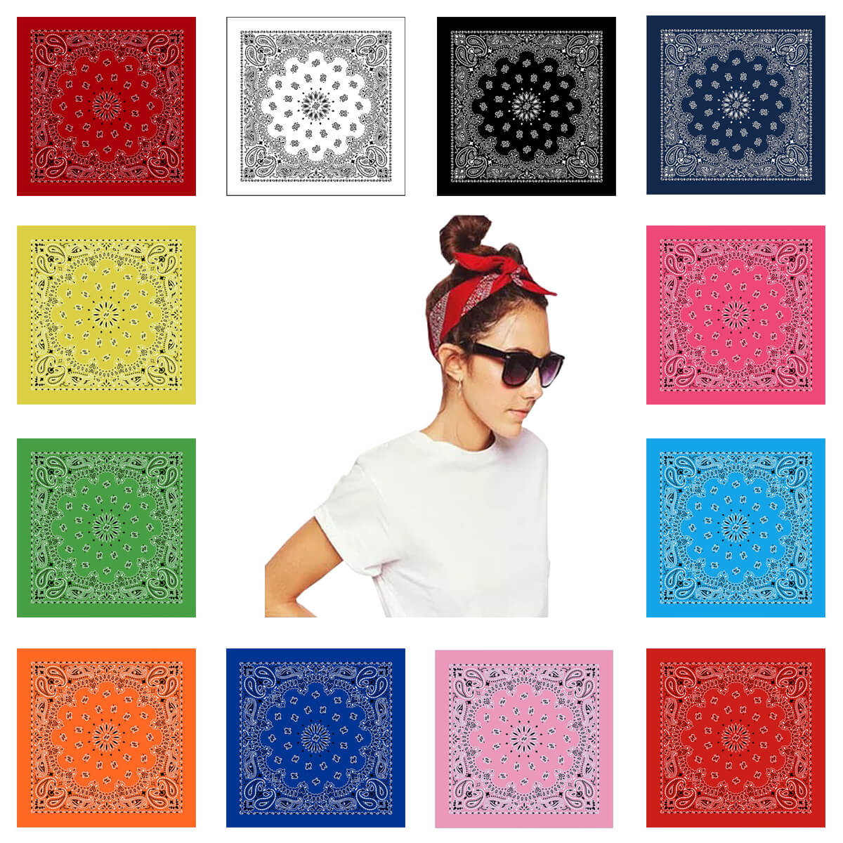 12 colors-western cotton paisley bandana-main picture