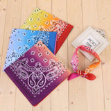 Novelty Gradient Cotton Bandana Paisley Print Head Wrap Handkerchief-Effect Picture
