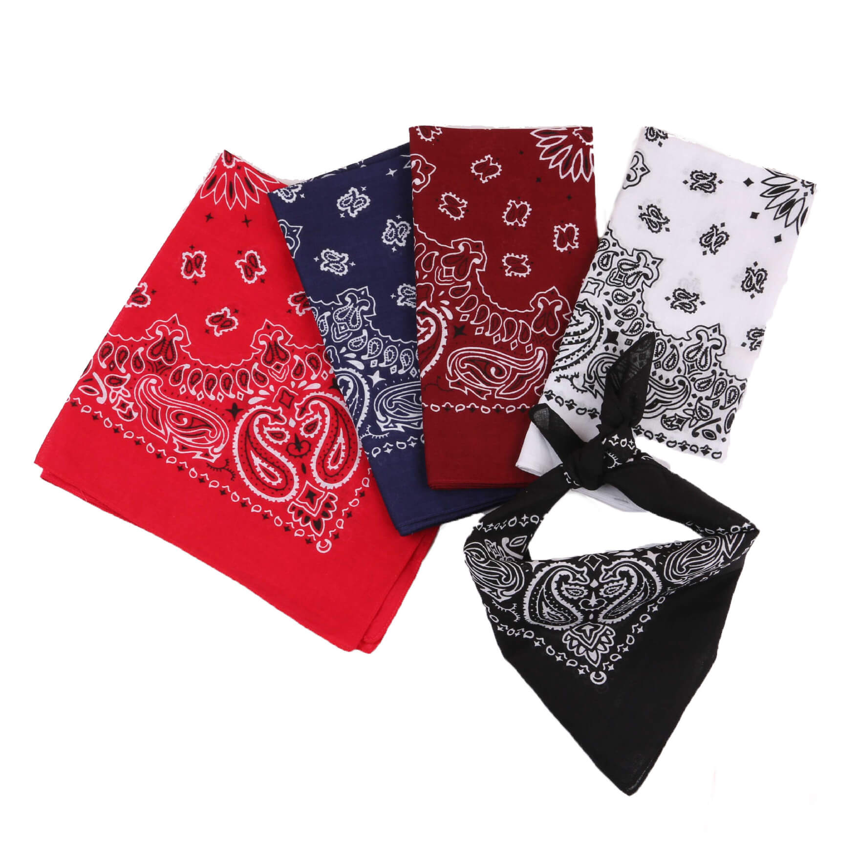 5 colors-classic western cotton paisley bandana-side picture