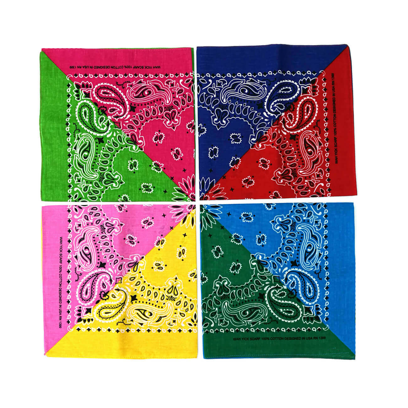 Two-tone stitching cotton paisley bandana-side picture