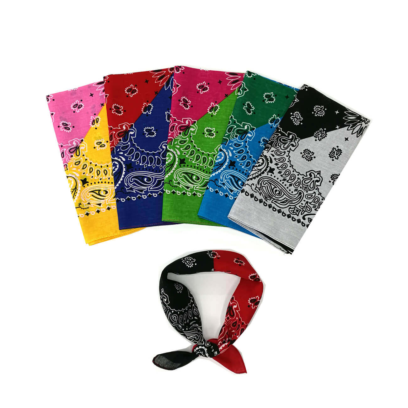 Two-tone stitching cotton paisley bandana-side picture