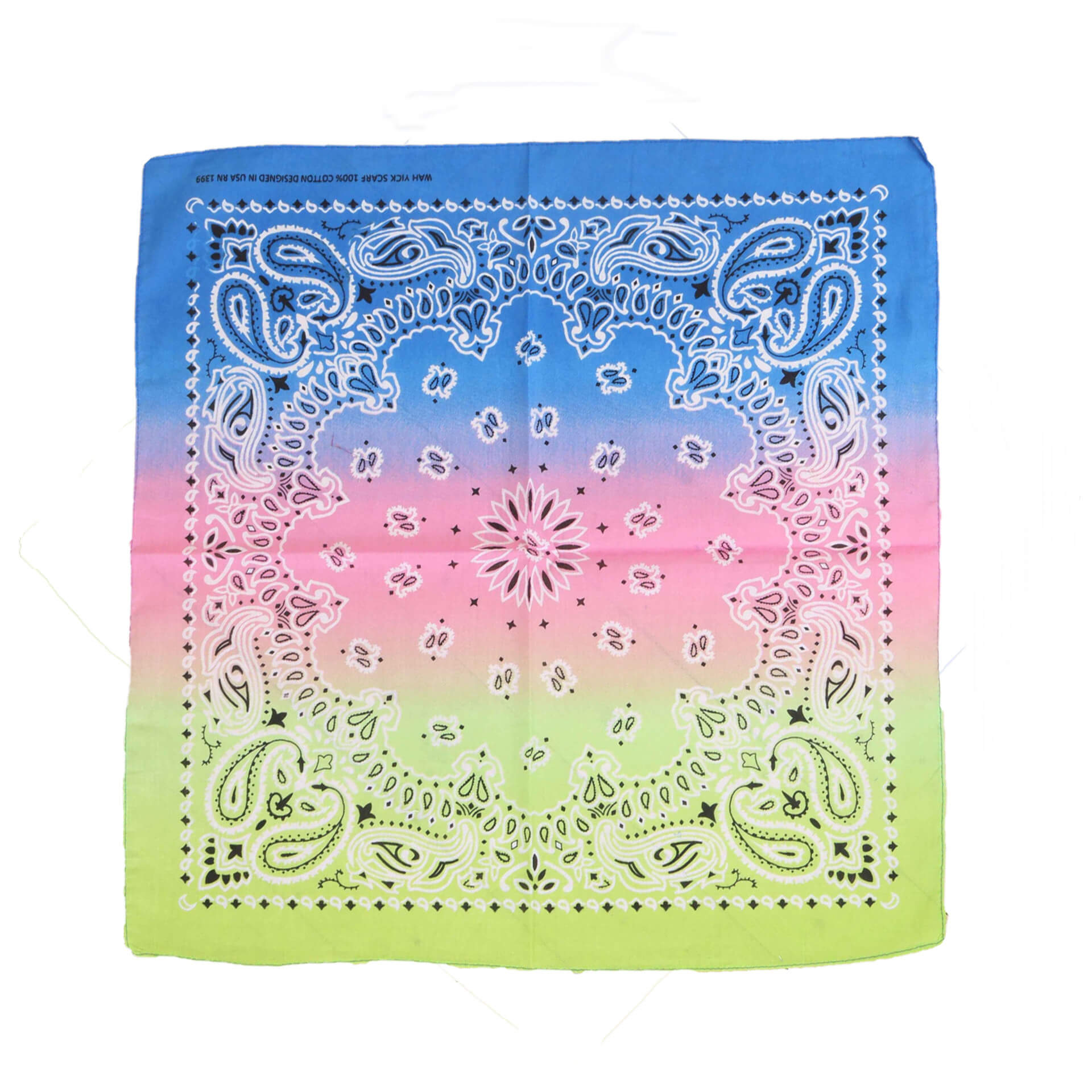 Novelty Gradient Cotton Bandana Paisley Print Head Wrap Handkerchief-Side Picture