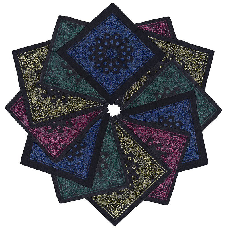 Novelty Print Paisley Cowboy Bandana Party Favor Scarf Headband Handkerchiefs-mix and match-four