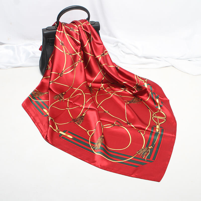 35” Large Satin Square Head Scarf-Detail Picture
