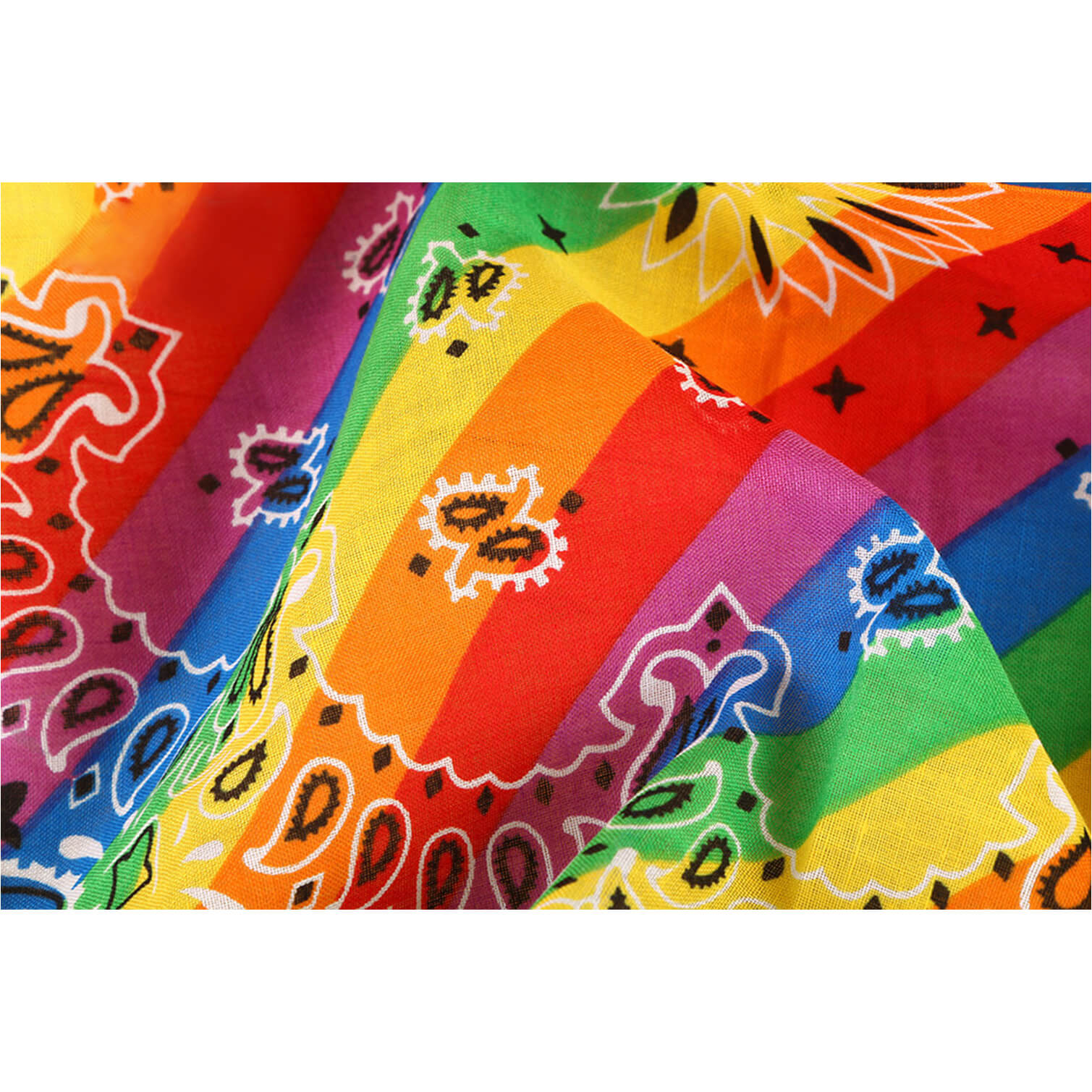 Paisley Cotton Denim Unisex Printed Bandana Wristband-Detail picture