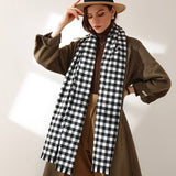 Winter Large Scarf Cashmere Feel Cashmere Checked Shawl Wraps with Tassel Soft Warm Blanket Scarves for Women
