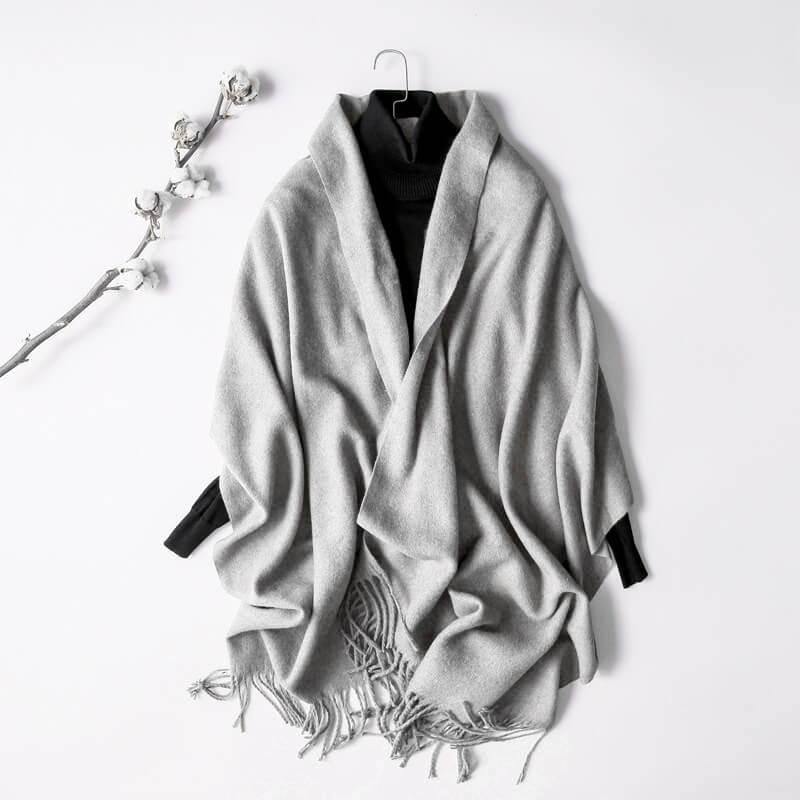 Women's Autumn And Winter Long Plus Fleece Scarf Air Conditioning Warm Tassel Shawl Thick Wool Scarf