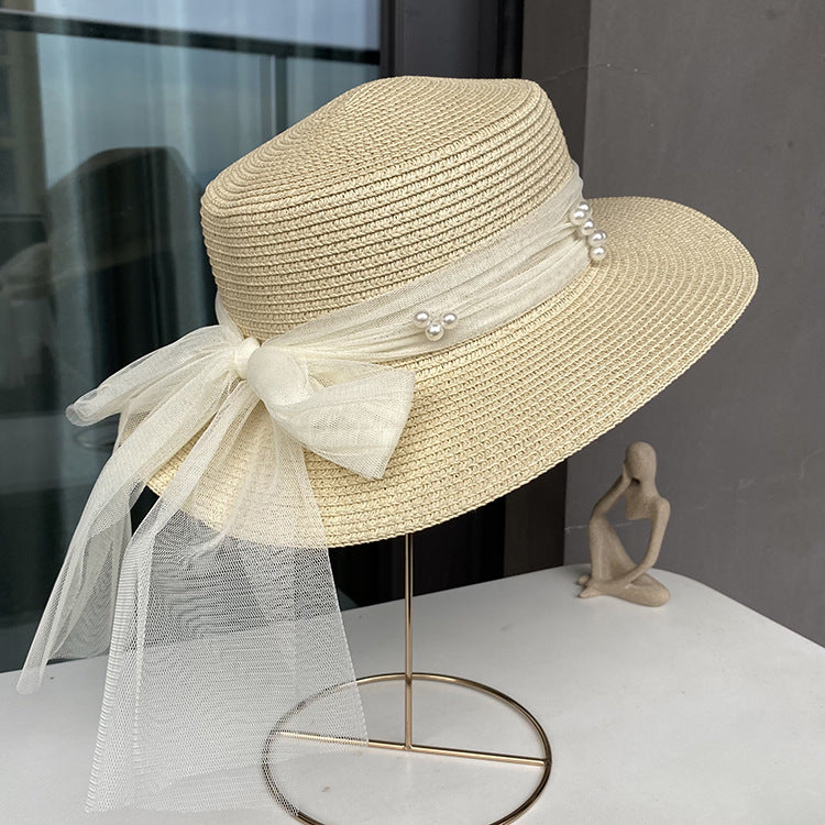 Sisters flat top straw hat women's summer big brim sun hat travel holi –  Novelty Bandana