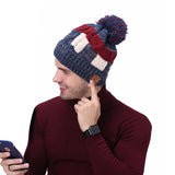V5.0 Wireless Call Headset Music Cap Knitted Cap Plus Fleece Warm Bluetooth Hat