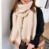 Scarf women's warm cashmere tassel shawl thickened for cold protection in winter