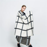 Autumn and winter black and white double faced cashmere beige big check scarf for warmth and fashion