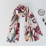 Hibiscus printed scarf, women's cashmere like scarf, warm and cold proof scarf, fresh and sweet shawl