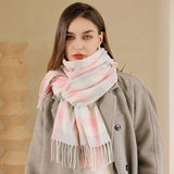 Plaid scarf women's imitation cashmere tassel shawl thickened warm scarf