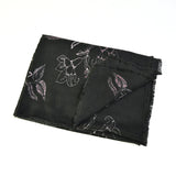 Winter shawl Women's black cashmere scarf Vintage printing tassel flower shawl woven