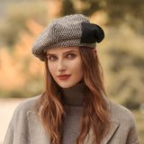 Autumn and winter bow tie beret female little fragrance lady painter hat retro