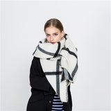 Autumn and winter black and white double faced cashmere beige big check scarf for warmth and fashion