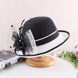 Ladies Hepburn Black & White Curly Top Hat Linen Elegant Flowers Fashion Hat Summer Sunscreen Visor 2 Pack