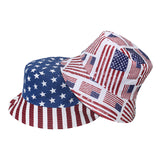 American flag fisherman hat women's double-sided sunscreen sun hat all-match pot hat men