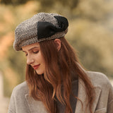 Autumn and winter bow tie beret female little fragrance lady painter hat retro