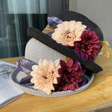 Bowler Hat Ladies Fashion Knit Breathable Pot Hat Summer Outing Beach Sun Hat