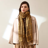 Imitation cashmere scarf women's autumn and winter plaid thickened warm tassel shawl
