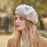 Autumn and winter fashion gentle wool hat female warm painter hat small fresh gray bowknot beret