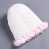 Fur hat knitting women's winter thickening warm ear protection bag head cat ear hat pink
