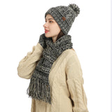 Autumn and winter new knitted wool color hat thickened scarf touch screen gloves three-piece set