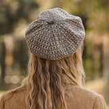 Houndstooth octagonal hat warm all-match painter hat retro autumn and winter beret women