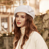 Beret wool hat female autumn and winter vintage painter hat big head circumference versatile warm hat