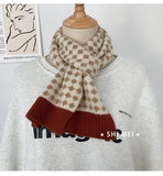 Women's plaid knitting wool scarf neck Women's autumn and winter color-blocking versatility