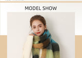 Mohair scarf for women in autumn and winter warm scarf thickened cashmere like check scarf